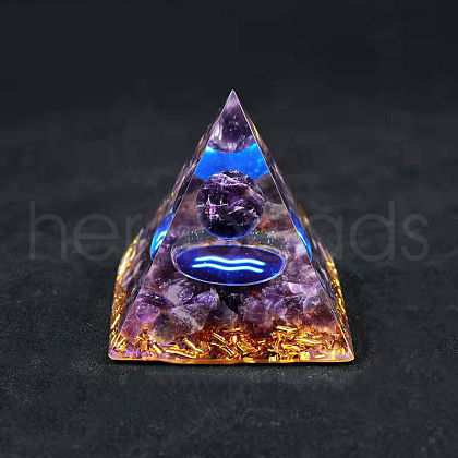 Resin Orgonite Pyramid Home Display Decorations G-PW0004-57J-1