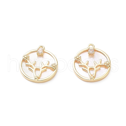 Rack Plating Brass Shell Pendants KK-A183-41G-1