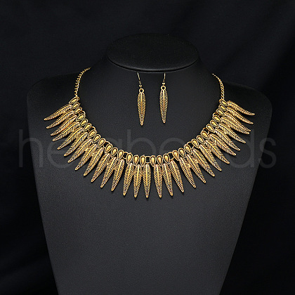Indian Style Alloy Pendant Necklace & Dangle Earring FS-WG14192-01-1