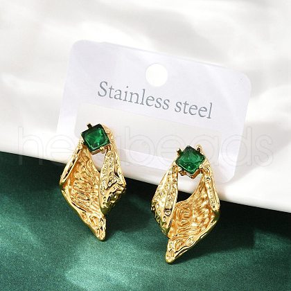 Conch 304 Stainless Steel Glass Stud Earrings EJEW-M105-04G-1