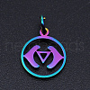 Chakra Theme Ion Plating(IP) 201 Stainless Steel Charms STAS-T054-JN403Q-1-1