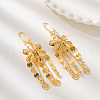 Vintage Brass Flower Tassel Hoop Earrings IP4629-4