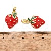 Strawberry Brass Enamel Micro Pave Cubic Zirconia Pendants KK-M325-14A-G-3
