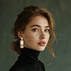 304 Stainless Steel Dangle Stud Earrings EJEW-JE06310-3