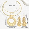 Ring with Flat Round Alloy Pendant Bib Choker & Dangle Earrings Sets FS-WG0F30A-01-4
