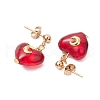 3Pair Brass Glass Dangle Stud Earrings EJEW-JE06403-02-5