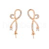 Brass Micro Pave Clear Cubic Zirconia Stud Earring Findings KK-S364-133-2