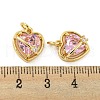 Brass Micro Pave Pink Cubic Zirconia Pendants KK-G490-31A-G-3