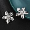 Brass ABS Plastic Imitation Pearl Flower Stud Earrings EJEW-S258-02P-2