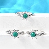 Brass Pave Cubic Zirconia Open Cuff Rings for Women RJEW-U056-01P-1