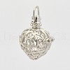 Filigree Heart Brass Cage Pendants KK-D389-02P-1