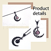 ANATTASOUL 4Pcs 4 Colors Glass Flat Round & Alloy Moon Pendant Necklaces Set NJEW-AN0001-55-3