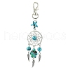 Woven Net/Web with Feather Alloy Pendant Decorations HJEW-JM02139-4