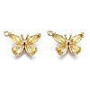 Real 18K Gold Plated Brass Micro Pave Cubic Zirconia Pendants KK-T056-59G-03-NF-1