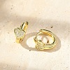 Heart Brass Micro Pave Clear Cubic Zirconia Hoop Earrings EJEW-D311-106G-4