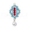 Glass Cylinder Seed Beaded Rhombus Pendants PALLOY-MZ00651-03-1