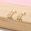 925 Sterling Silver Clear Cubic Zirconia Stud Earrings EJEW-Q029-01G-2