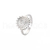 Non-Tarnish 304 Stainless Steel Flat Round with Initial Letter Open Cuff Ring for Men Women RJEW-S405-246P-O-3