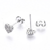 Brass Micro Pave Clear Cubic Zirconia Stud Earrings EJEW-T046-26P-NF-3