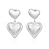 Simple Heart Stainless Steel Dangle Stud Earrings WJ2293-1-2