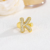 Brass Micro Pave Clear Cubic Zirconia Cuff Rings FS-WG4832E-21-1