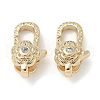Brass Micro Pave Clear Cubic Zirconia Lobster Claw Clasps KK-M308-17G-1