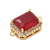 Rack Plating Brass Micro Pave Clear Cubic Zirconia Rectangle Connector Charms KK-A234-028-3