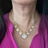 Religion Flat Round with Saint Benedict Pattern Brass Pendant Necklaces for Women FS-WG05AEE-01-2