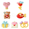 7Pcs 7 Styles Ring/Box/Lock/Envelope/Bear/Balloon/Hot Air Balloon Valentine's Day Theme Opaque Resin Decoden Cabochons RESI-FS0001-69-1