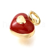 Brass FireBrick Enamel Charms KK-D356-14G-2