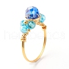 Electroplate Faceted Glass Beads Finger Ring X1-RJEW-TA00014-04-1