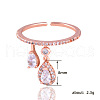 Teardrop Brass Micro Pave Clear Cubic Zirconia Cuff Rings for Women FS-WGF79F5-03-2