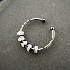 304 Stainless Steel Enamel Disc Beaded Adjustable Open Rings FS-WGAD8B0-07-1