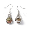 Natural Unakite Gourd Dangle Earrings with Crystal Rhinestone EJEW-A092-04P-06-2