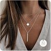 3Pcs Simple Style Brass Coin Letter Rectangle Pendant 3 Layer Necklaces FS-WG4BDA4-35-1