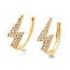 Brass Micro Pave Clear Cubic Zirconia Cuff Earrings EJEW-F370-22G-3
