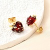 Brass Enamel Stud Earrings EJEW-F372-01A-G-4