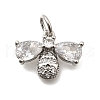 Bees Brass Micro Pave Cubic Zirconia Charms KK-S508-47P-1