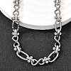 304 Stainless Steel Oval Textured Infinity Link Chain Necklaces for Women Men NJEW-K249-20A-P-2