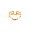 Ion Plating(IP) 304 Stainless Steel Double Line Open Cuff Ring for Women RJEW-S405-211G-1