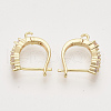 Brass Cubic Zirconia Hoop Earring Findings with Latch Back Closure KK-T048-030G-NF-2