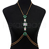 Alloy Rhinestone Flower Tassel Necklace Body Chains for Women FS-WG8032C-03-1