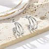 304 Stainless Steel Triple C-Shaped Stud Earrings for Women EJEW-C096-68P-02-1