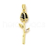Rose Flower for Valentine's Day Real 18K Gold Plated Rack Plating Brass Micro Pave Cubic Zirconia Pendants KK-R153-01E-G-1