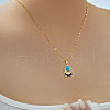 Brass Clear Cubic Zirconia and Black Enamel Rectangle with Oval Pendant Necklaces for Daily Wear AY5004-1-2