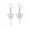 2 Pairs 2 Colors Star Resin Imitation Lollipop Dangle Earrings EJEW-JE06358-4