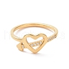 Crystal Rhinestone Heart with Arrow Finger Ring RJEW-D120-18B-G-2