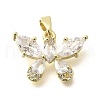Rack Plating Brass Micro Pave Clear Cubic Zirconia Pendants KK-M309-16G-01-1