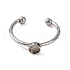 Non-Tarnish 304 Stainless Steel Open Cuff Ring Components STAS-S134-01P-01-2