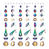 Cheriswelry 32Pcs 8 Style Rainbow Color 304 Stainless Steel Stud Earring Findings FIND-CW0001-20-1